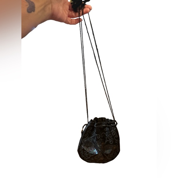 Satin Embroidered Pull String Bag - Picture 2 of 5